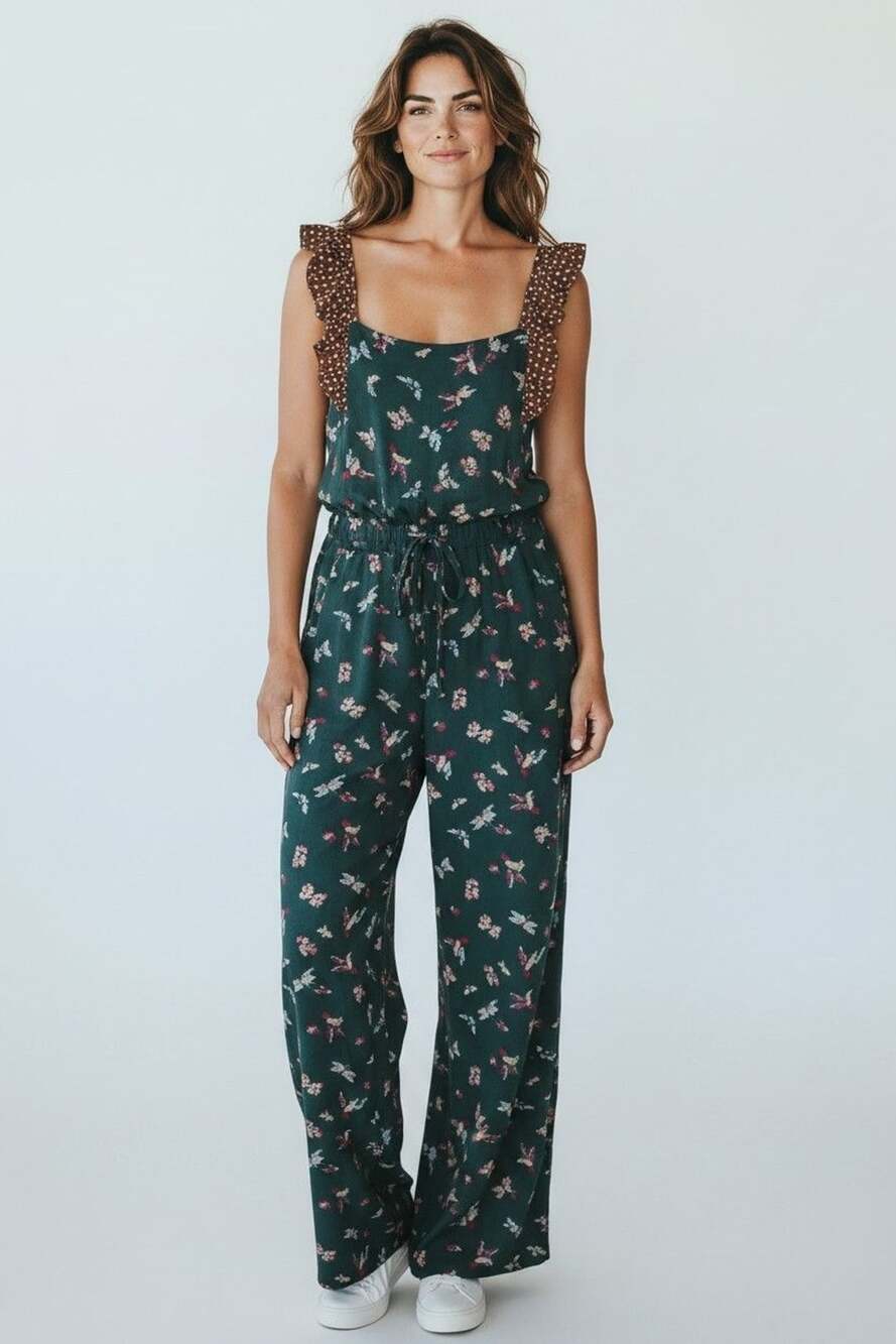 Matilda Jane Evergreen Dream Jumpsuit Size M Hummingbirds Butterfly